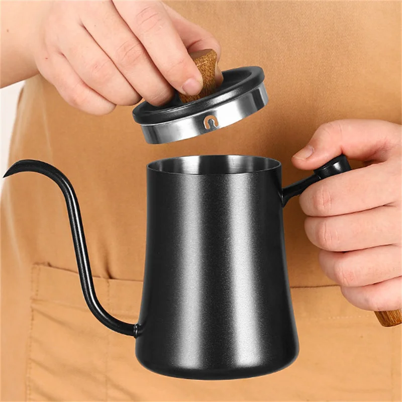 1 יחידה כוס חלב מפלדת אל-חלד 304, סיר קפה מבושל ביד, סיר אוזן תלוי, כלי קפה, אביזרי קפה 600 מ