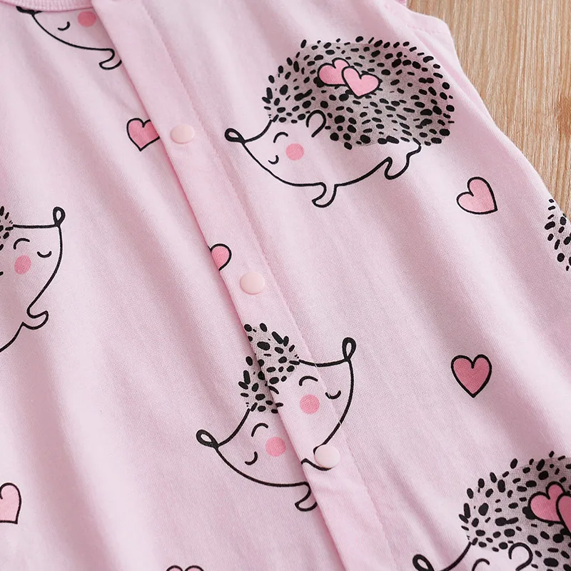 Pink hedgehog print baby clothes Newborn Baby Romper summer short sleeve One-piece cotton high quality For Toddler Outfits 0-18M