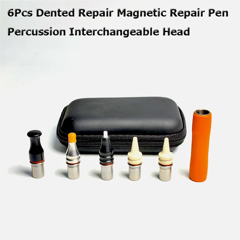 6pcs Car Dented Repair Magnetic Repair Pen Percussion Interchangeable Head  Car Dent Repair Tools