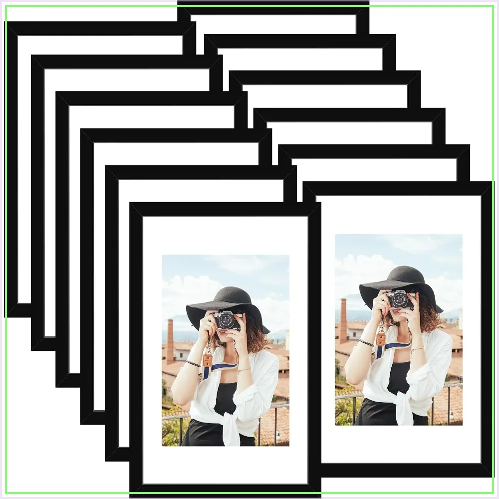 Modern 11x17 Picture Frames Set of 12, Black Gallery Wall, 8x12 with Mat or 11x17 Without, Shatterproof, Vertical/Horizontal