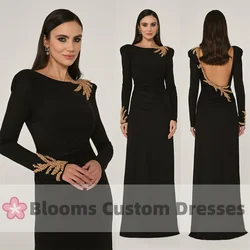 Blooms Customized Black Velvet Mermiad Evening Dress Beadings Formal Stage Gown Backless Special Occasion Haute Couture Dress