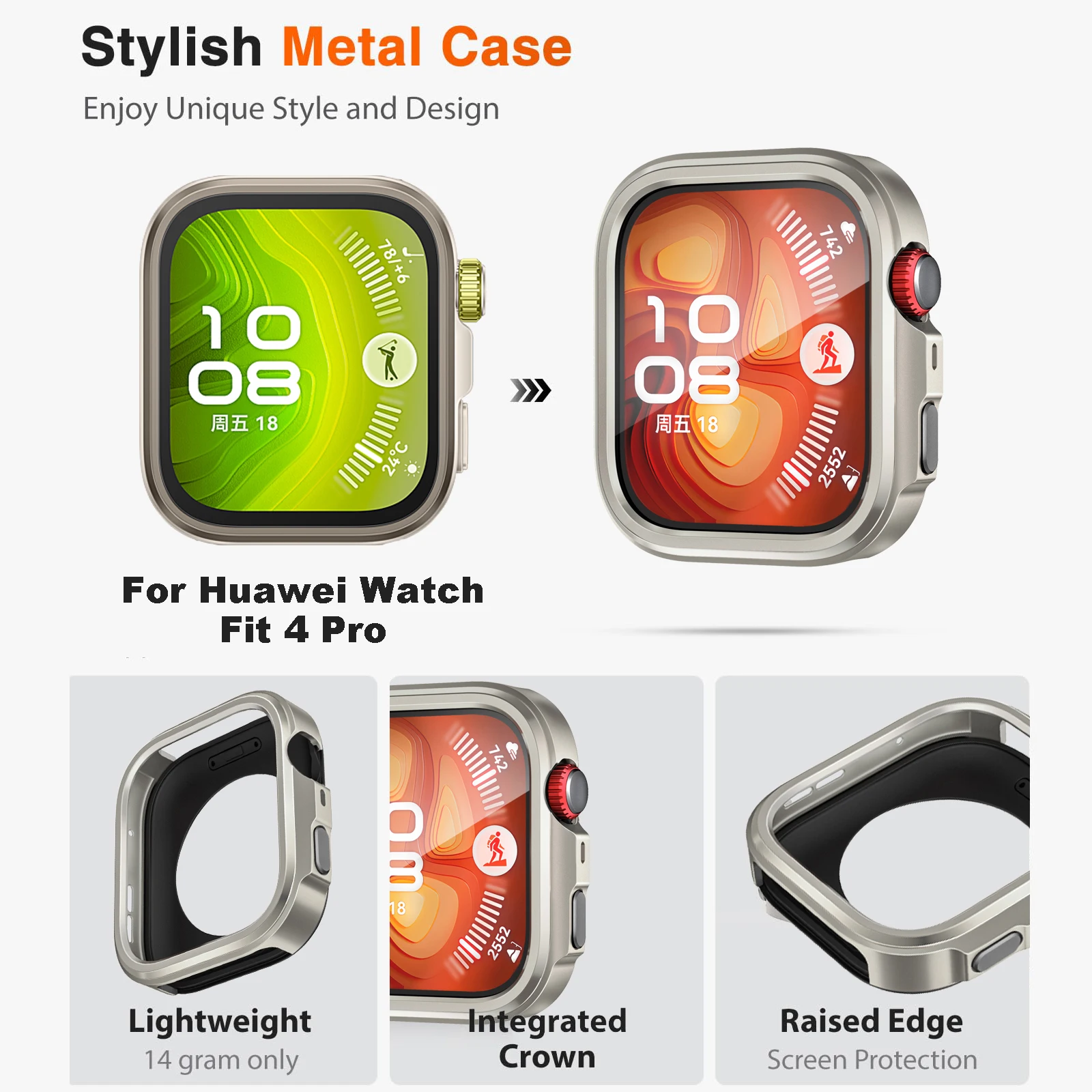 Metal Case for Huawei Watch Fit4 Pro Screen Protective Cover for Huawei Fit4 Pro Hollow Case Shockproof Bumper Shell Accessories