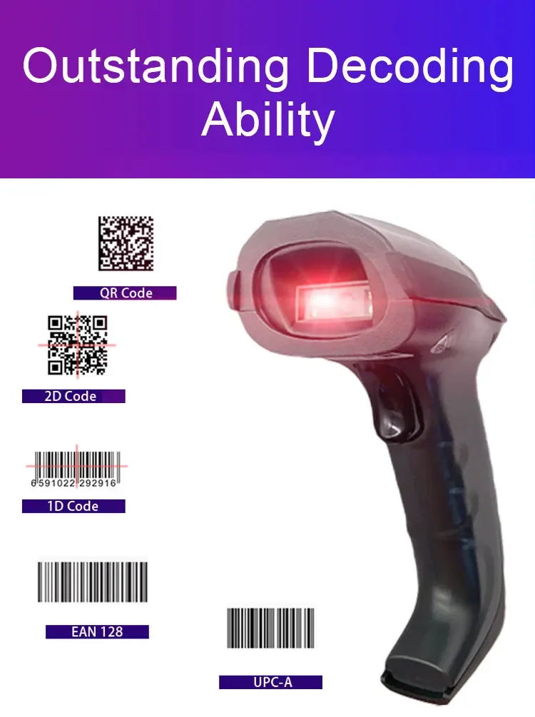 LONVILL Large View Usb RS232 Automotive Production Barcode Reader Metal Detection Industry Handheld Barcode Scanning