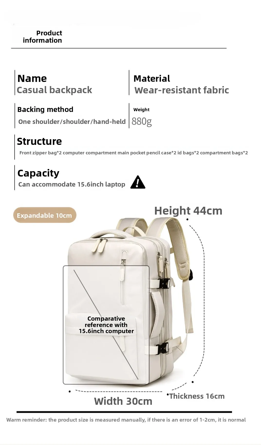 New Expandable Backpack for Men and Women, Large-capacity Lightweight Travel Backpack, Multi-functional Waterproof Schoolbag