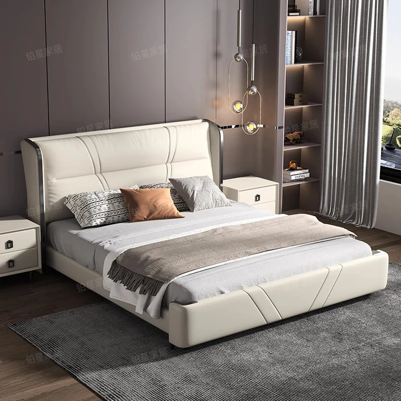 

Leather Platform Bed Princess Sleeping Modern Sofa Massage Bed Luxury Design Human Dog Letto Matrimoniale Lounge Suite Furniture