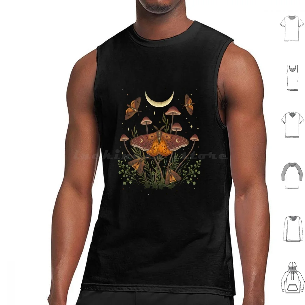 Autumn Light Underwing Tank Tops Vest Sleeveless Insect Golden Brown Moth Nature Ink Pen Black Tattoo Rustic Winter Autumn