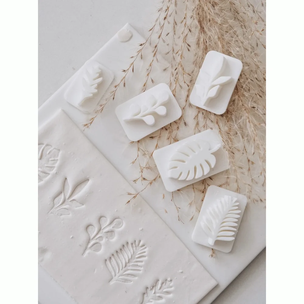 5Pcs/Set Jewelry Making Kit Plant Leaves Stamps Polymer Clay Molds Pottery Ceramic Embossed Jewelry Earring Making Tools view 5
