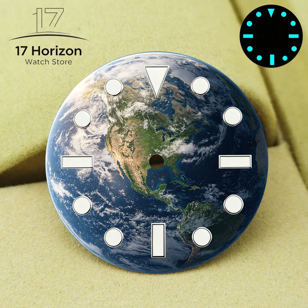 Zifferblätter 28,5 mm NH35 Erdzifferblatt Sonnensystem Acht Planeten Muster Zifferblatt Planetarisches Zifferblatt Hochwertiges DIY NH35 Uhrenzifferblatt Ersatzteil