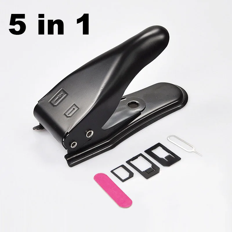 5 in 1 Unviersal Multifunction Dual Micro Sim Card Cutter Cutting Tool Convenient For Nano iPhone XIAOMI samsung, huawei cell