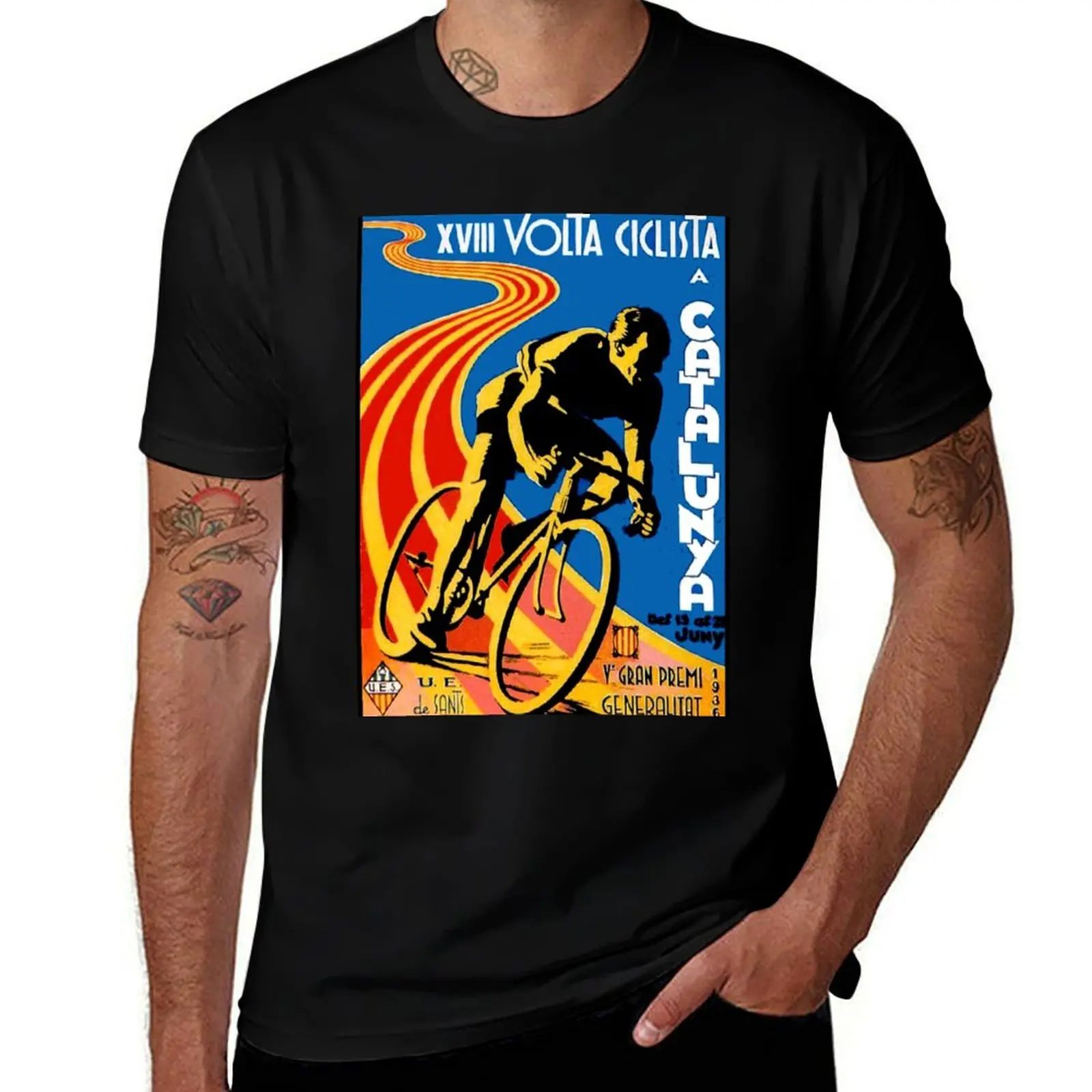 VOLTA CICLISTA a CATALUNA : Vintage 1936 Bicycle Racing Advertising Print T-Shirt t shirts for man cotton T-Shirt