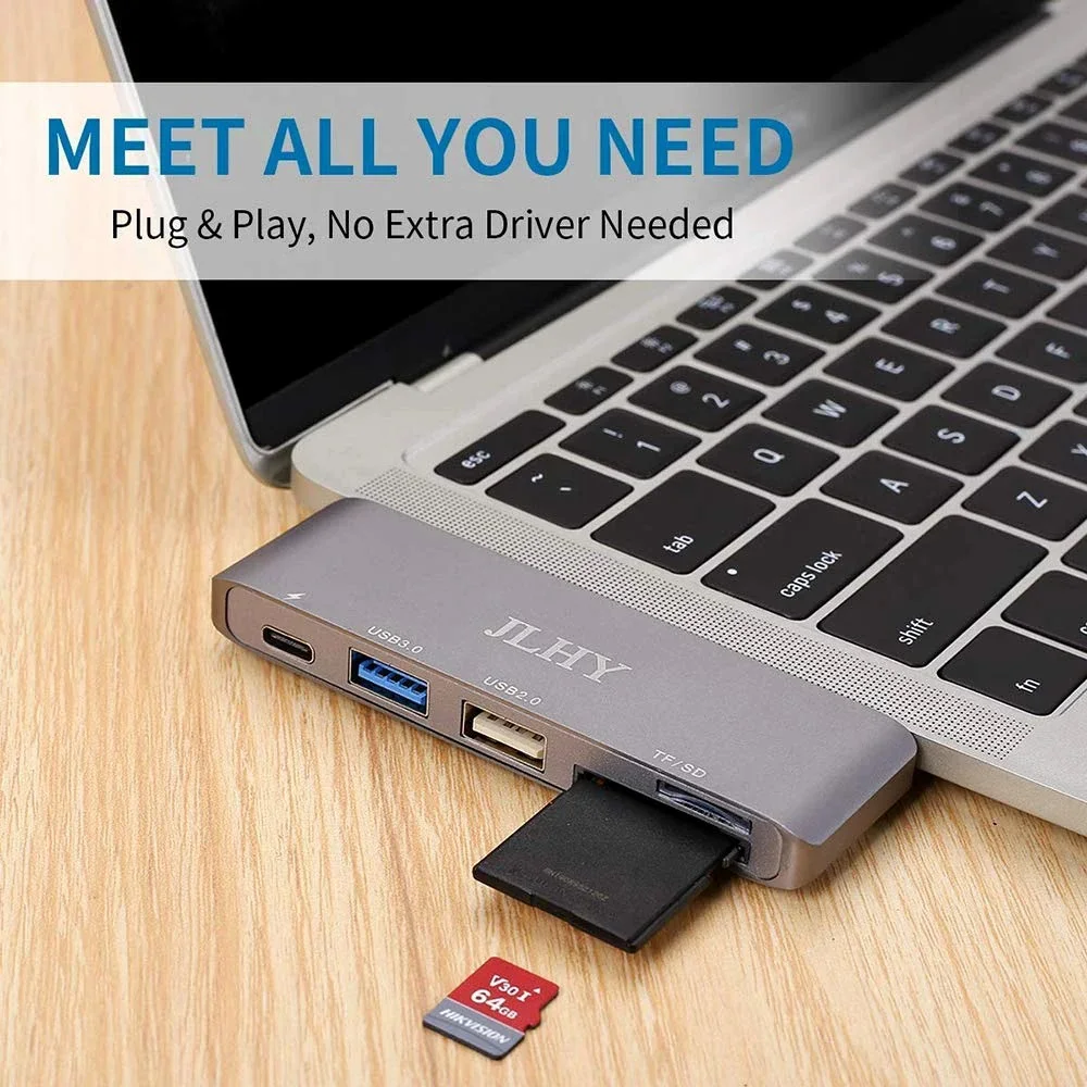 Hot 5 in 1 USB C Hub SD/TF Kartenleser für Macbooks Pro Zubehör Typ C Adapter Beleuchtung USB Adapter mit USB 3.0/2,0 Port