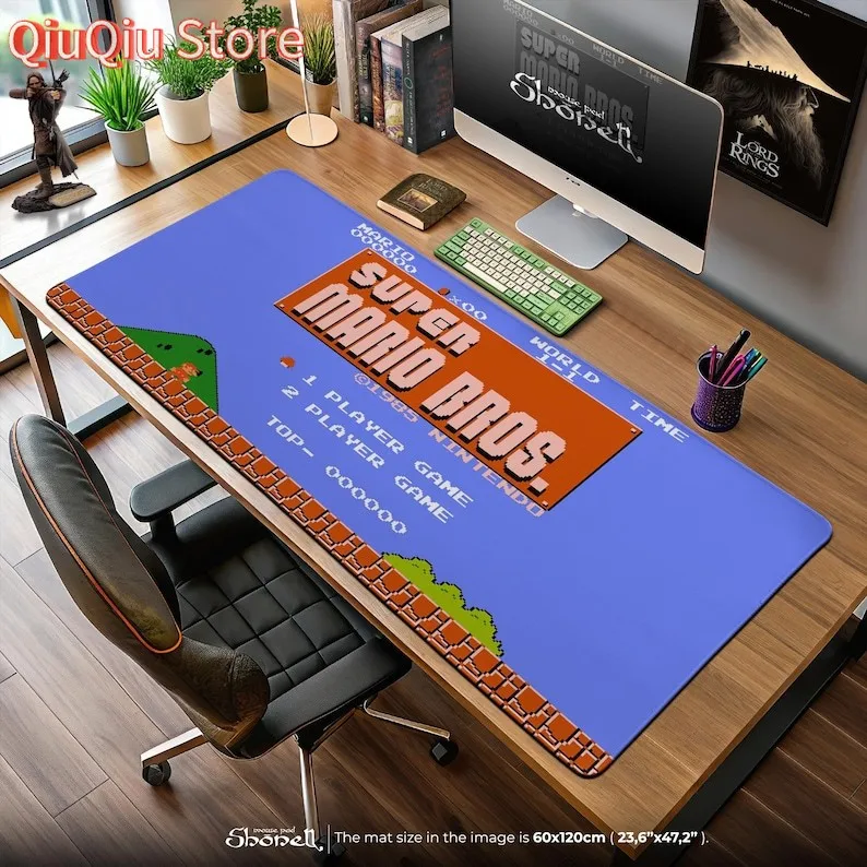 لوحة ماوس Super Mario Bros - سجادة مكتب ألعاب بشاشة عنوان NES Retro، ديكور نينتندو 8 بت، هدية كلاسيكية للاعبين #1
