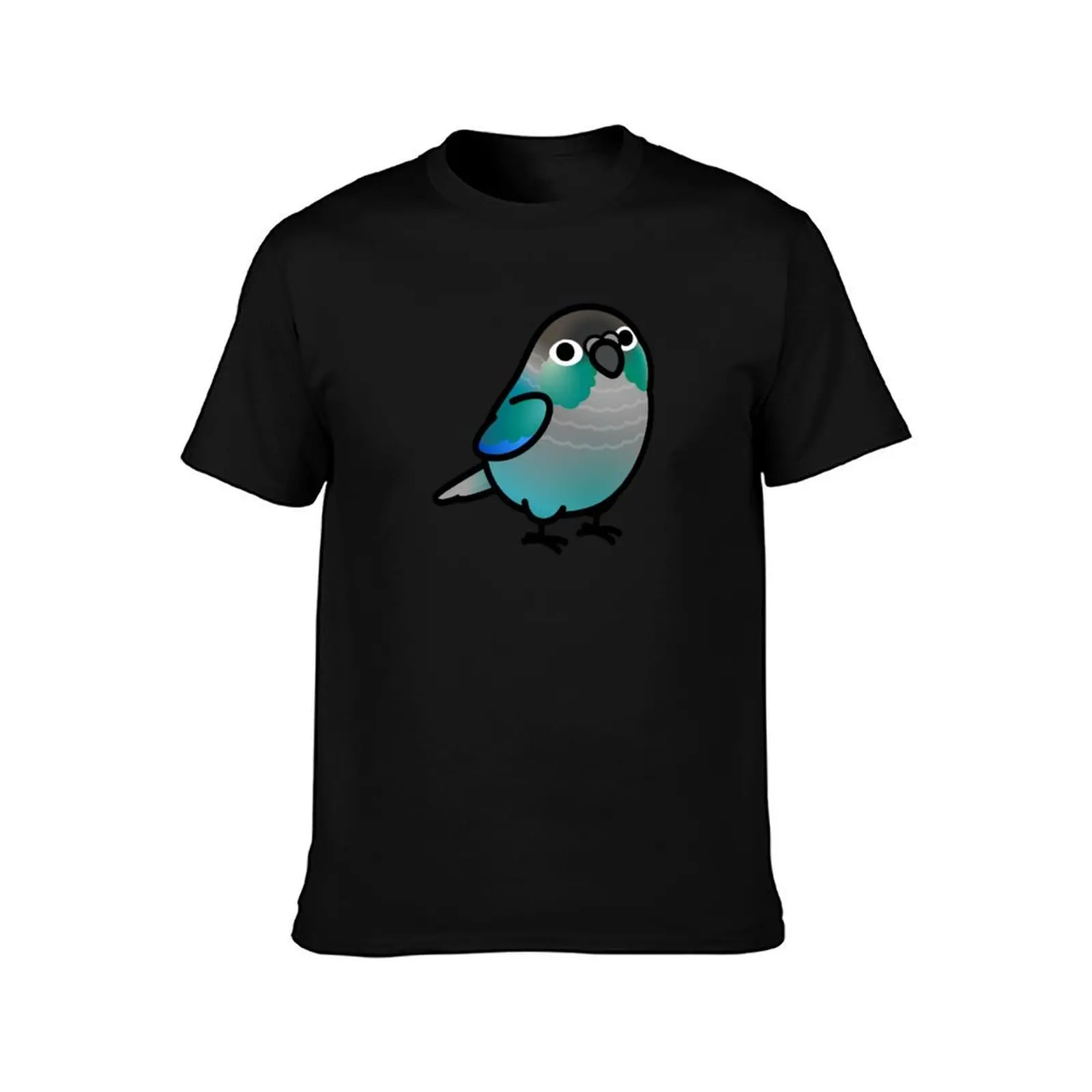 Chubby Green Cheek Conure Turquoise T-Shirt, Summer Casual Cotton Tee, Oversized Streetwear Tops, Vintage Graphic Print