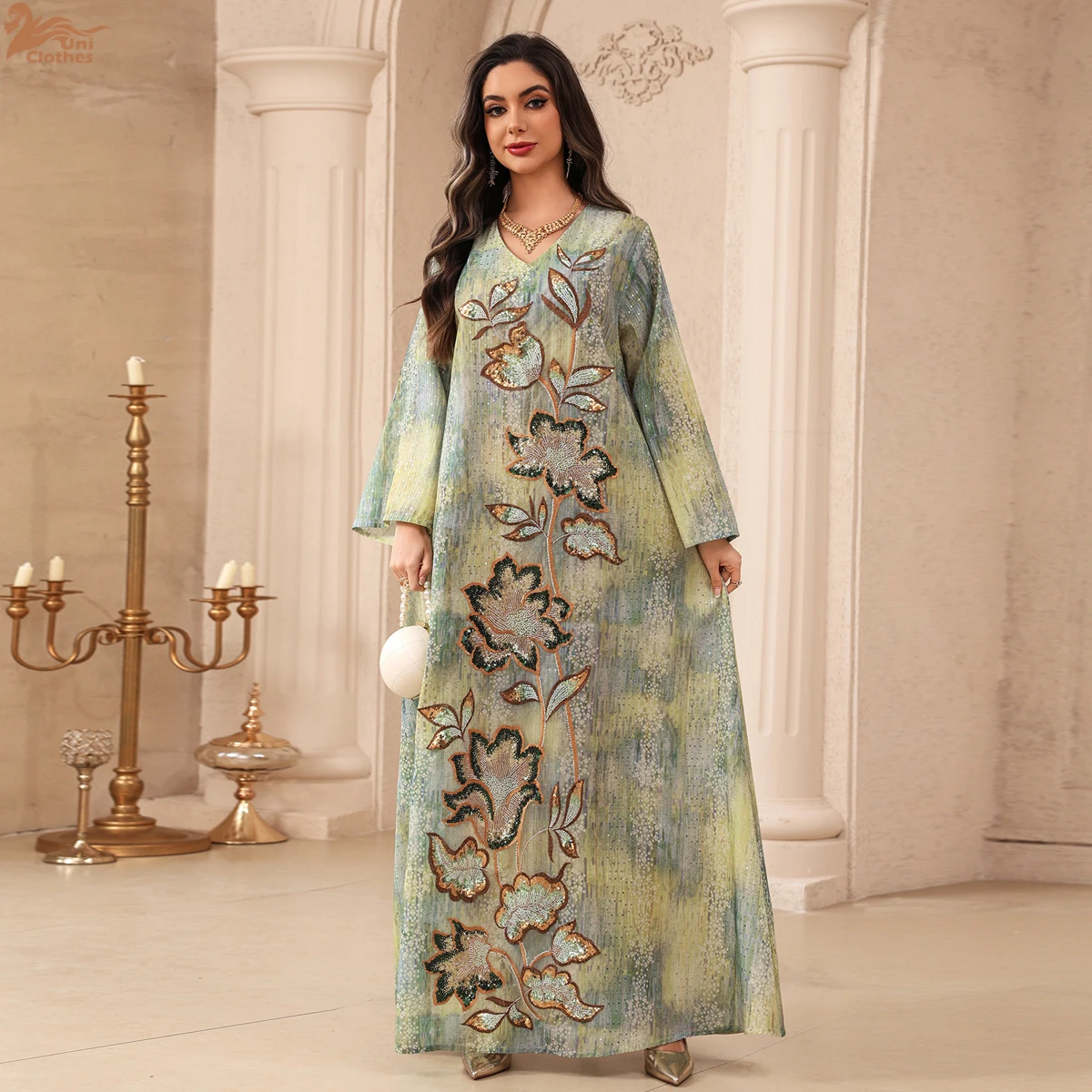 

Марокканские вышитые абайи для женщин: мусульманское платье макси-кафтан с цветочным узором, арабская исламская дубайская роба, одежда для молитв на Рамадан, праздничное платье