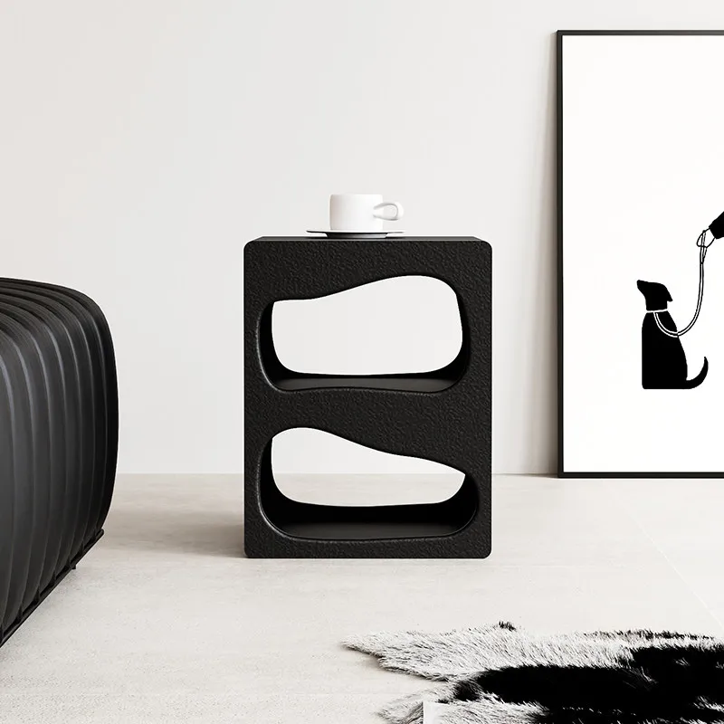 Nordic Ins Accent Table, Minimalist Sofa Side Shelf, Round Edge Nightstand, Unique Decor Storage Unit for Bedroom, Matte Lacquer