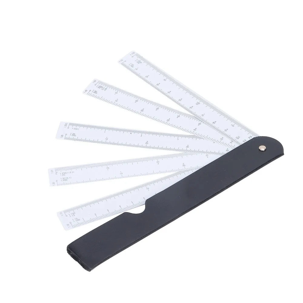 Durable Plastic Scale Ruler Foldable Design Multi Ratio Fan Shaped Ruler Architect Scale Ruler Art Drawing