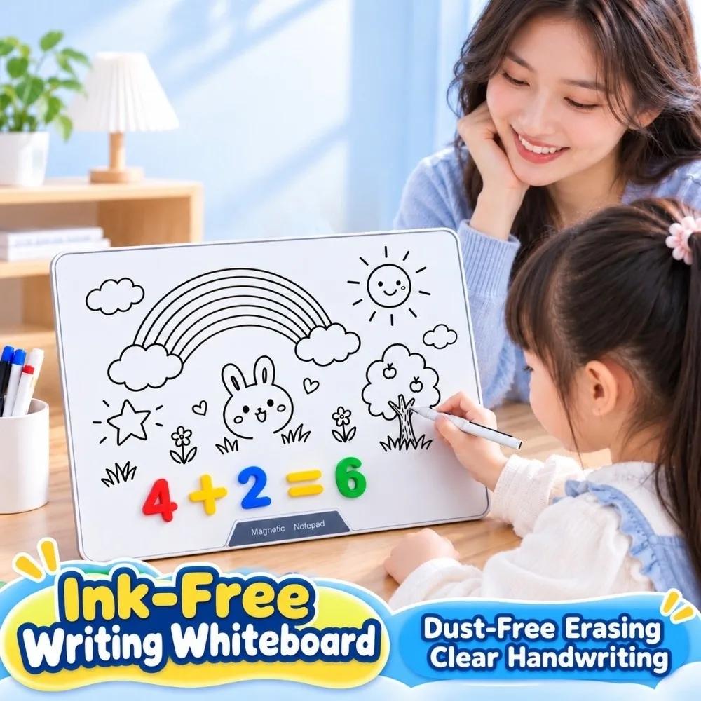 Portable Magnetic Whiteboard No Dust Lightweight Frame Magnetic Writing Board Erasable Drawing Board Kids