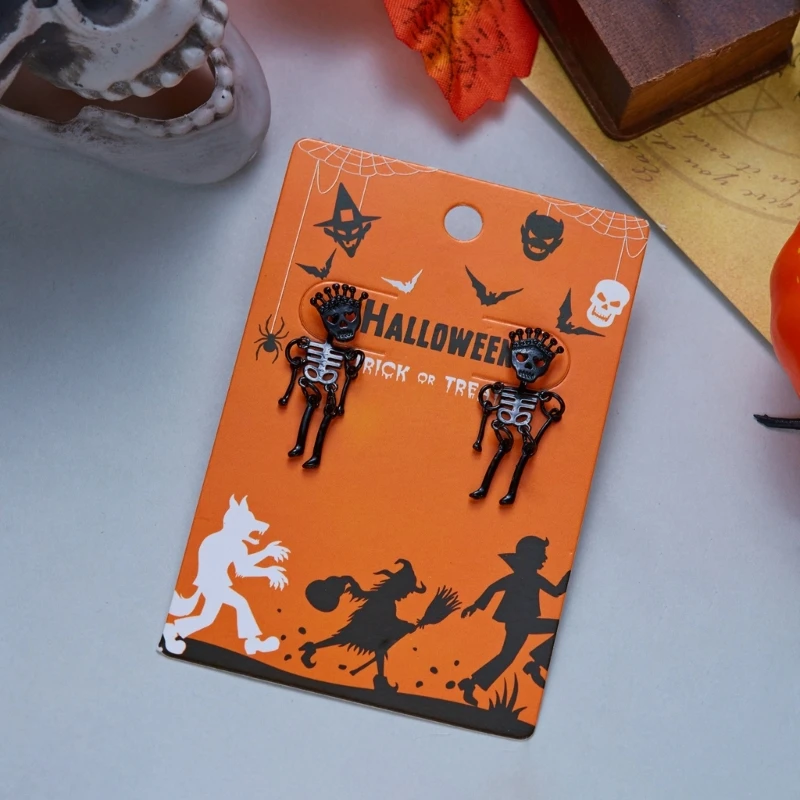 Halloween Costume Skeleton Earrings Pair with Tops and Dangle Drops E0BF