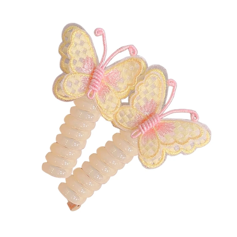 2PCS Butterfly Spirals Hairtie Ponytail Holder Elastics Hair Styling Accessories W3JF