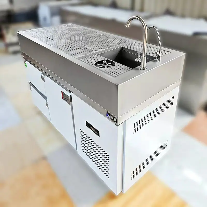 Commercial stainless steel refrigerated bartending workbench stainless steel countertop