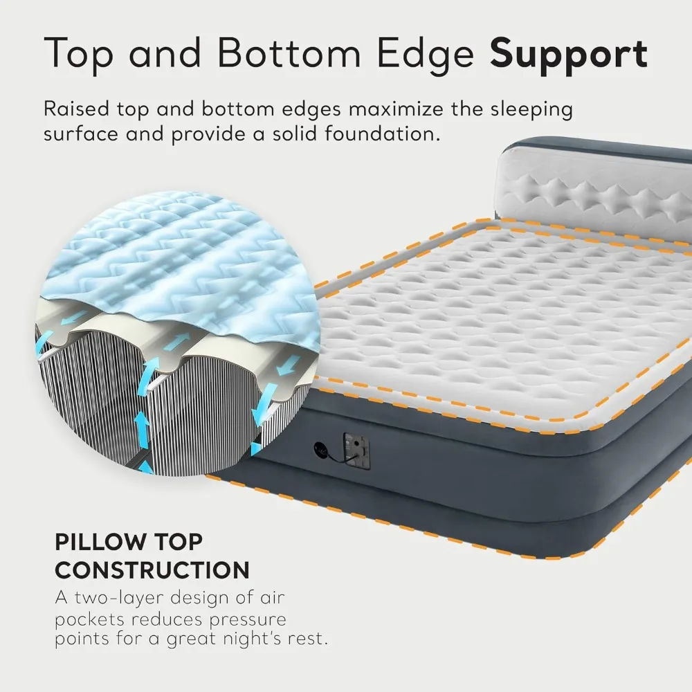Deluxe 18 Inch Queen Sized Air Mattress Comforting Bed with Built in Electric Pump and Ultra Plush Supportive image 6