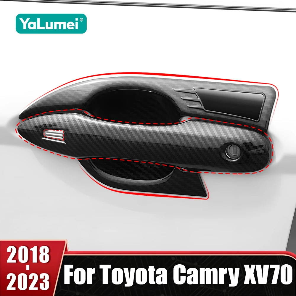 

For Toyota Camry XV70 2018 2019 2020 2021 2022 2023 ABS Carbon Car Door Handle Bowl Protector Cover Trim Stickers Accessories