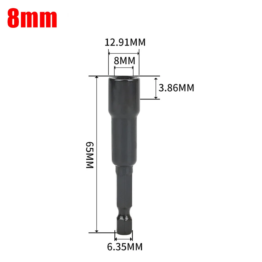 Porca magnética Chave De Fenda Bit Hex Shank Adaptador, Chave Soquete, Oficina Ferramentas Manuais, 48mm, 60mm, 1Pc