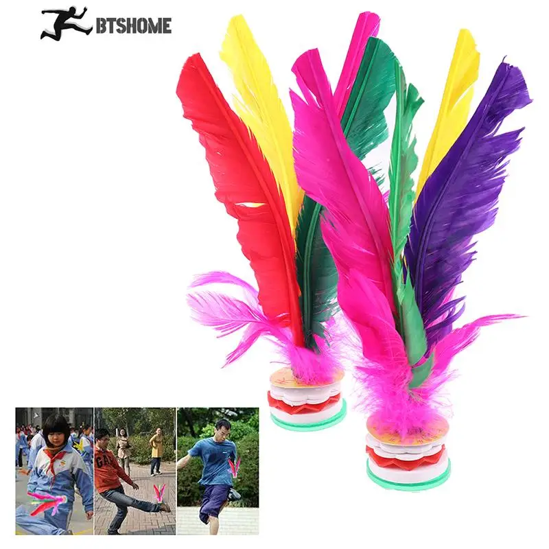 

2pcs Colorful Feather Shuttlecock China Jianzi Foot Kick Hand Wheel Fancy Feather Shuttlecock Fitness Entertainment