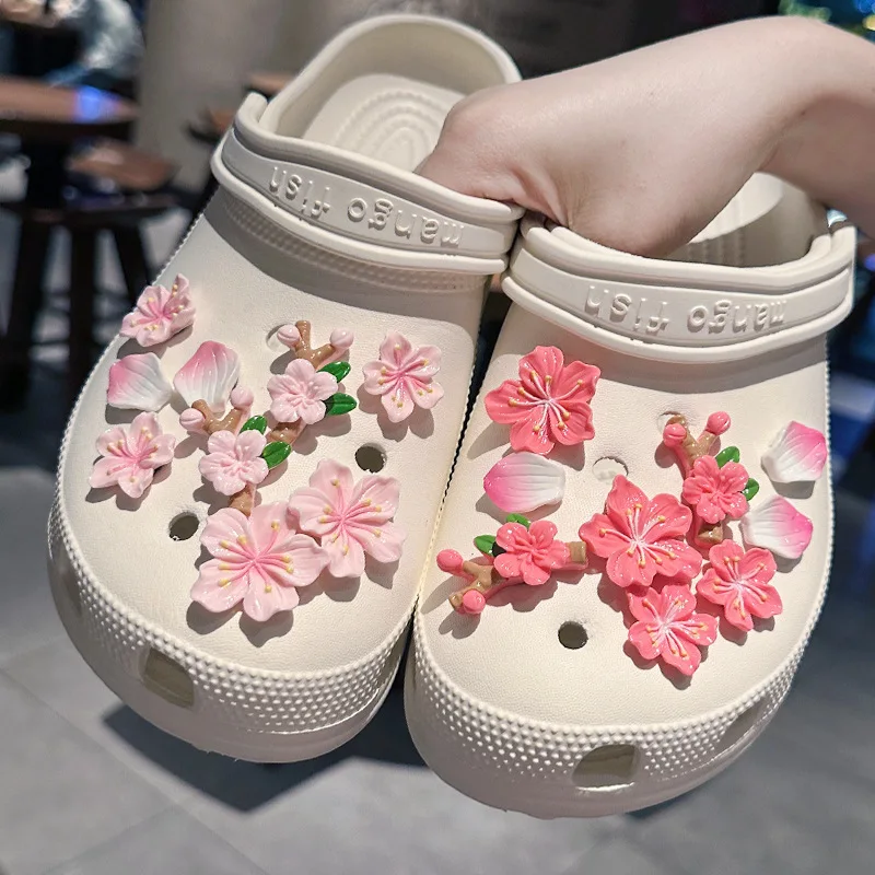 

Fashion 3D sakura Shoe Charms Set Colorful Flower Advanced Shoe Decorations DIY Detachable buckle Shoes accessories 1 Set