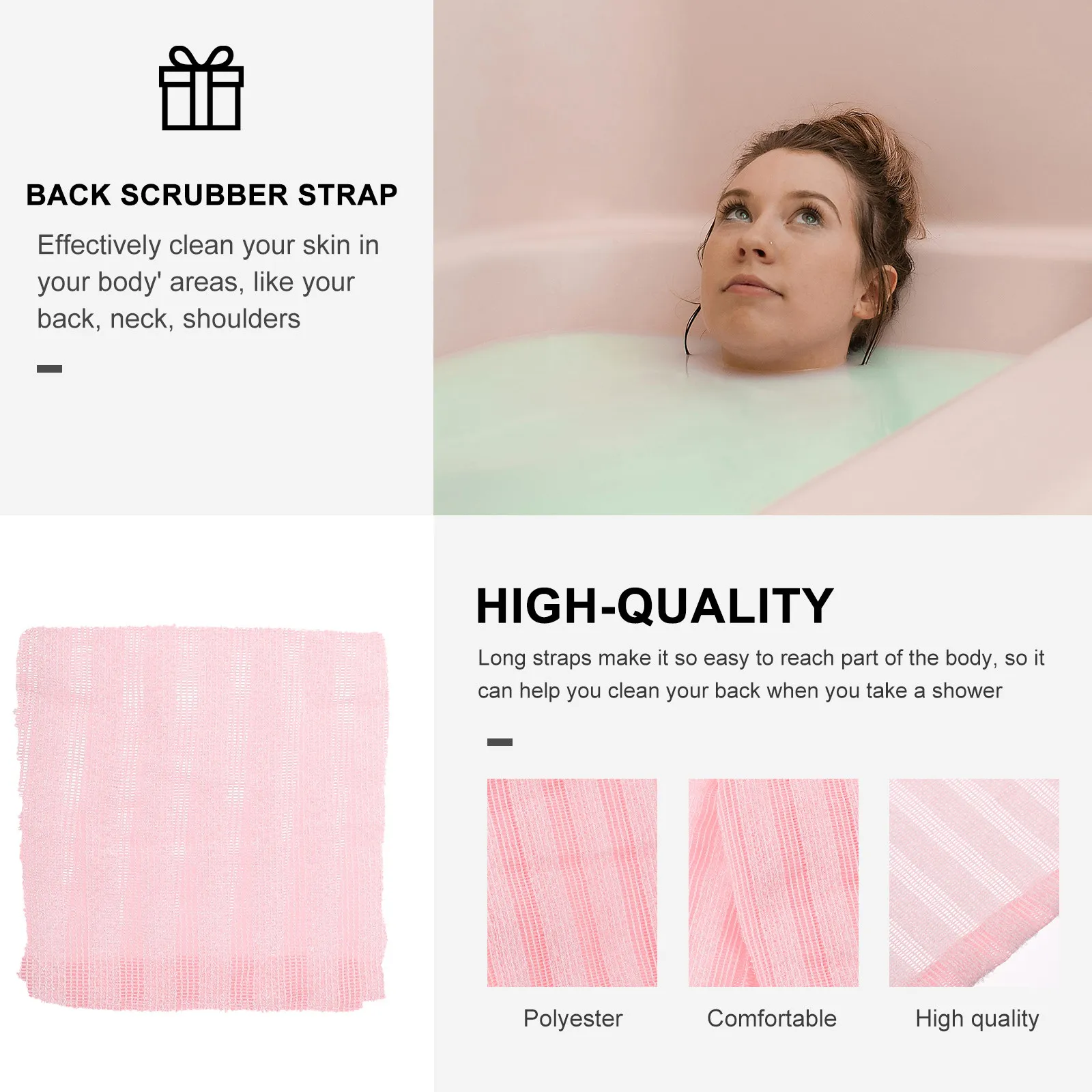 Portable Exfoliating Back Scrubber Towel for Deep Cleaning and Smooth Skin Body Massage
