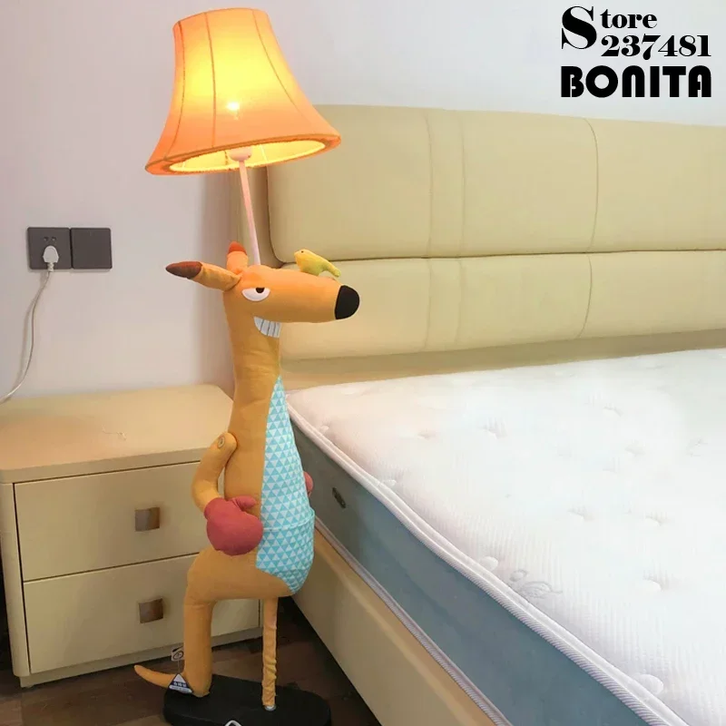 Boxing Kangaroo Standard Lamp Bendable Modern Kid's Room Fabric Floor Lighting Dimmable Living Room Cartoon Animal Floor Lamp