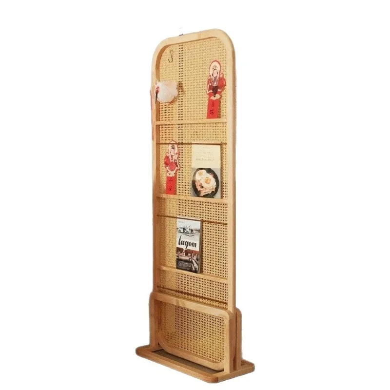 

New and ancient style rattan low screen partition mobile entrance opposite door partition movable screen partition rack