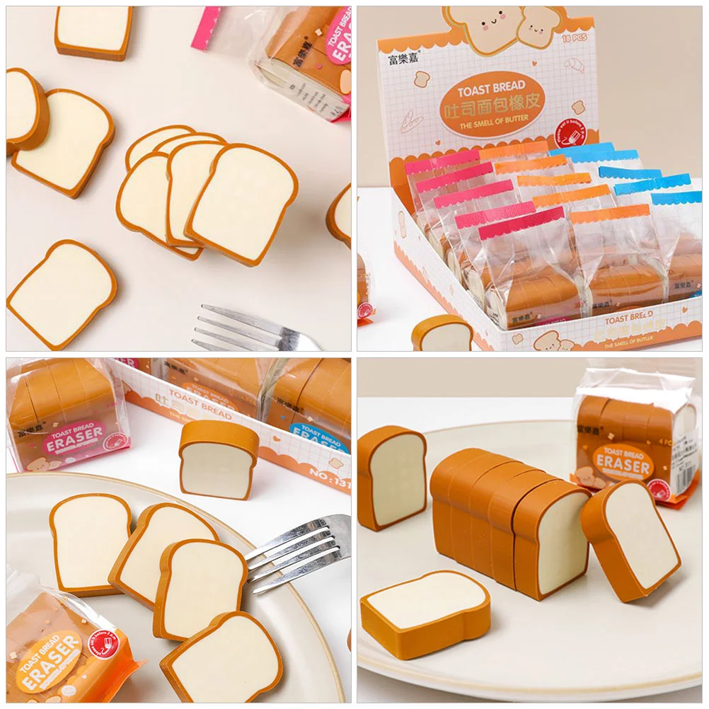 Toast Bread Shaped Eraser Drawing Accessory Food Erasers Adorable Model Portable Pencil Decorative Decoration