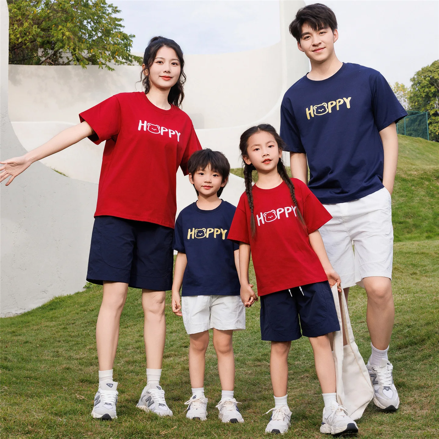 2026 Summer Family Matching Outfits 3-4PCS Cotton Short Sleeve T-Shirt & Shorts Set Breathable Casual Family Look