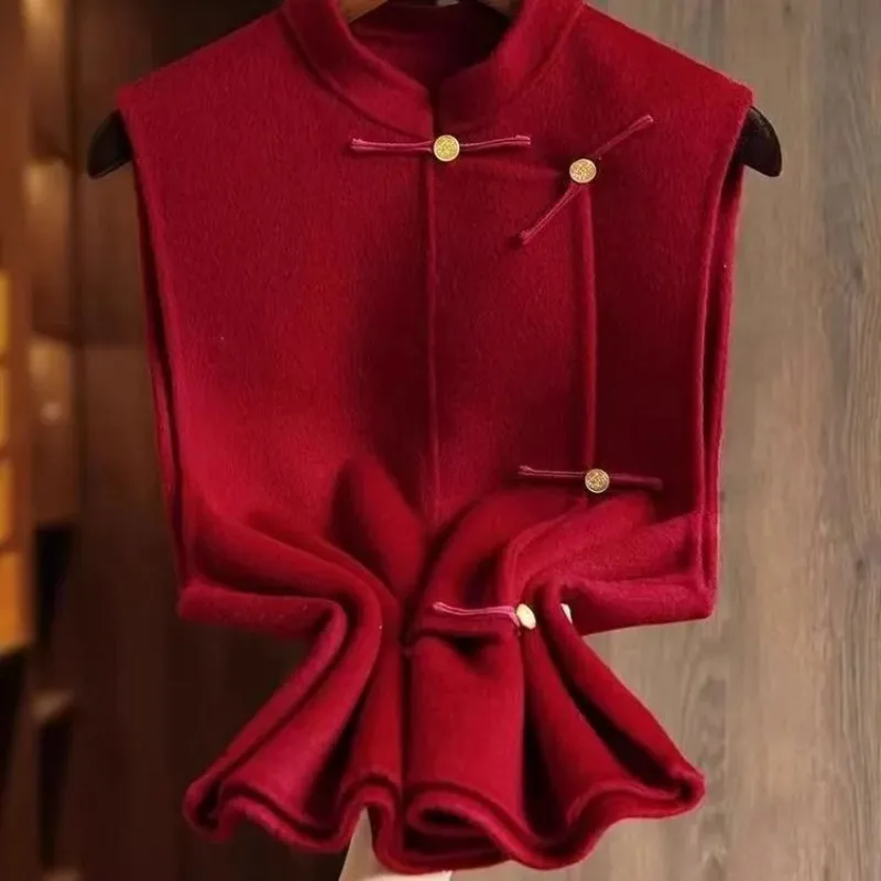 

Новый шерстяной жилет в китайском стиле в стиле ретро для женщин, осенне-зимний модный внешний жилет, топ без рукавов