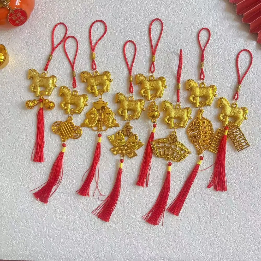 

2026 Year Of The Horse Golden Plastic Zodiac Horse Pendant Lucky Spring Festival Home Car Hanging Ornaments New Year Gifts