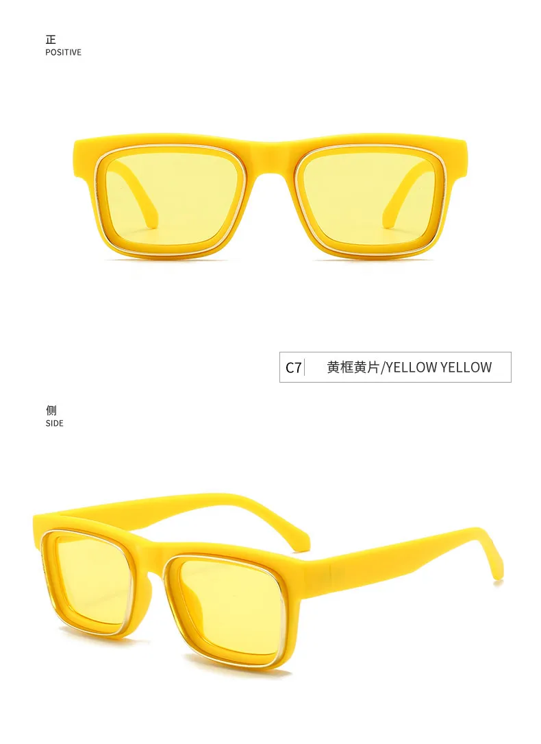 Neue Vintage Quadratische Sonnenbrille für Damen und Herren Marken-Rechteck-Sonnenbrille Ovale Brillen für Männer und Frauen – Detail 11