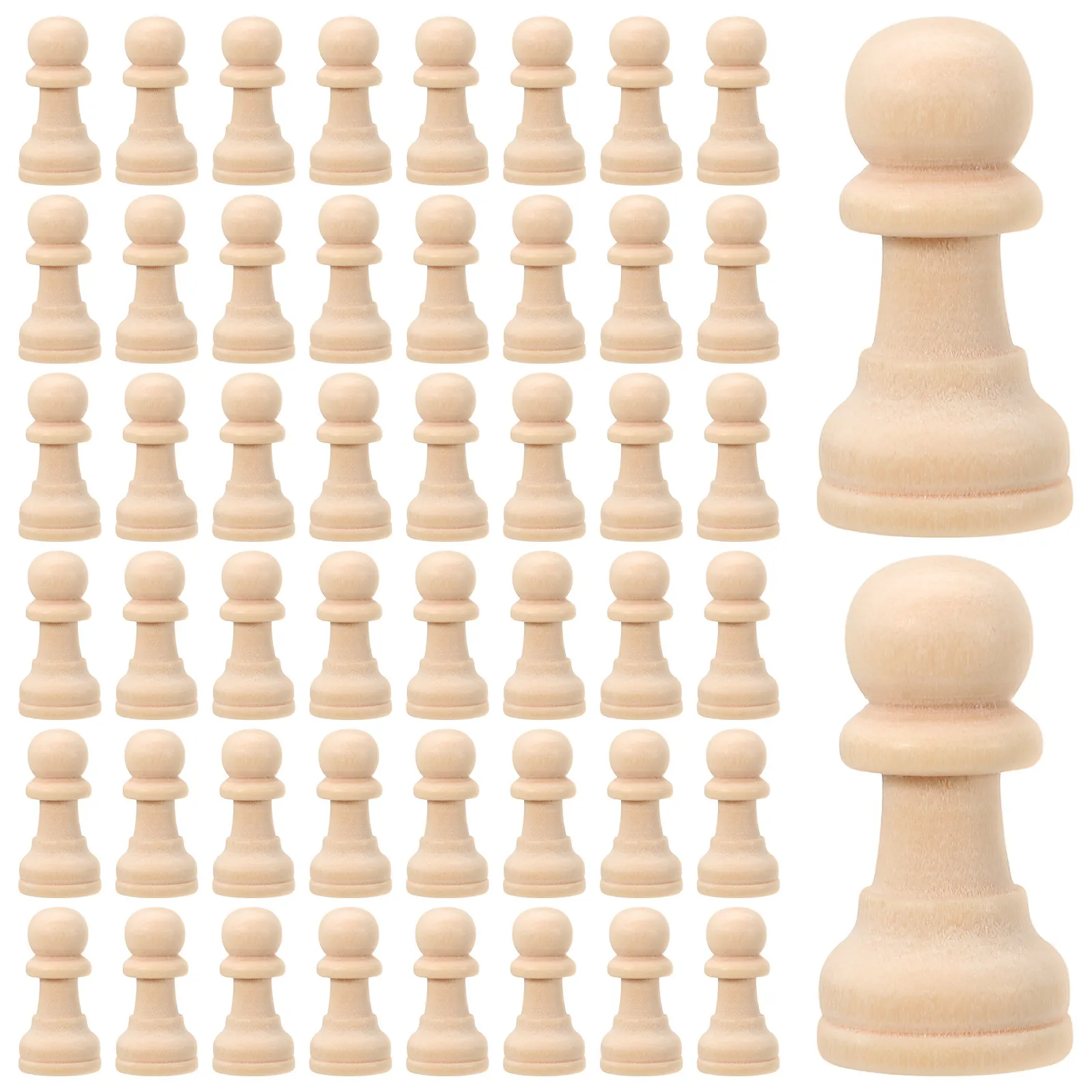

50Pcs Exquisite Handmade Lotus Wood Chess Pieces Unfinished Blank Set for DIY Graffiti Painting Chessboard Accessories Learning