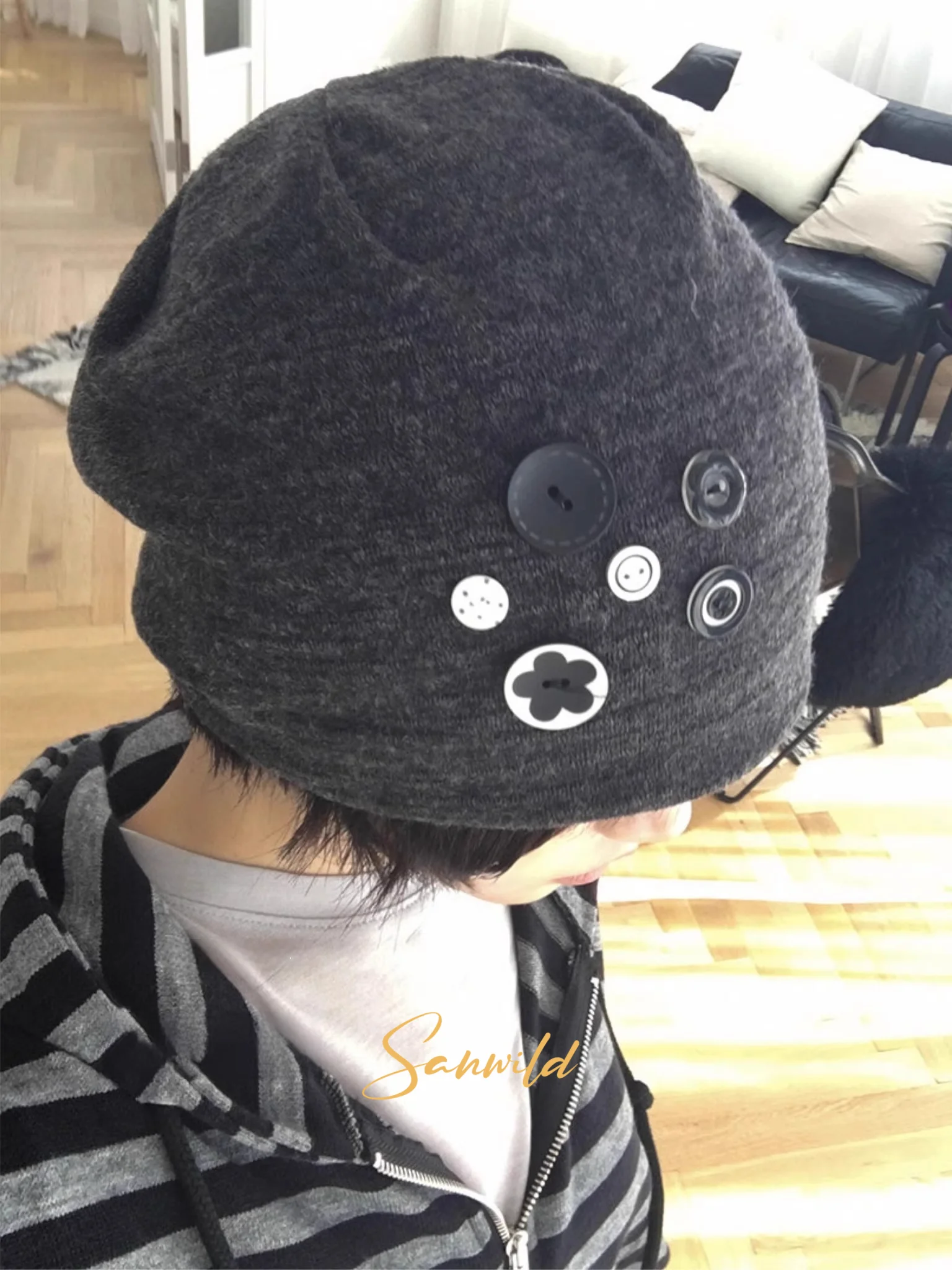 

Корейские винтажные милые украшения на пуговицах, универсальные шапочки для женщин, зимние новые теплые шапки с ушками, модные аксессуары Y2k