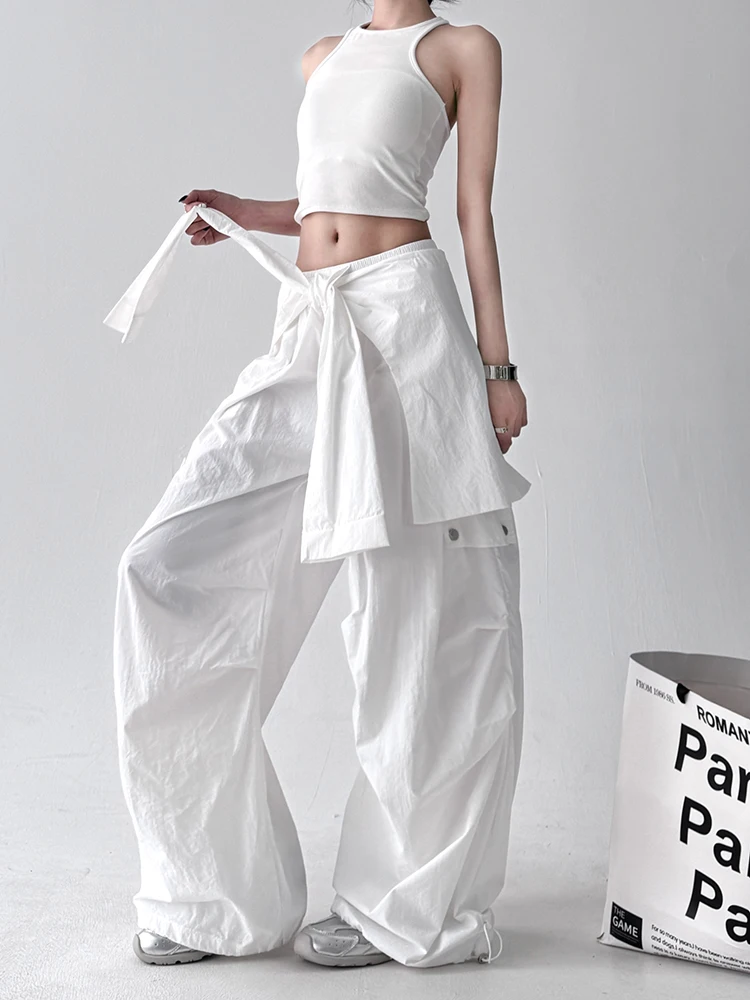 กางเกงขายาวทรงขาบานเอวสูงลำลองสำหรับผู้หญิง ฤดูร้อน 2025 เหมาะสำหรับทำงาน ป้องกันแสงแดด ดีไซน์สวยเก๋ ให้ลุคดูสูงขึ้น