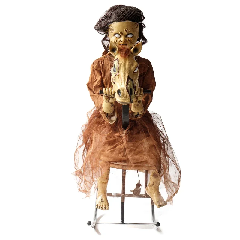 

Electric mechanical induction ornament Haunted house secret room atmosphere induction decorative props Wood Little girl