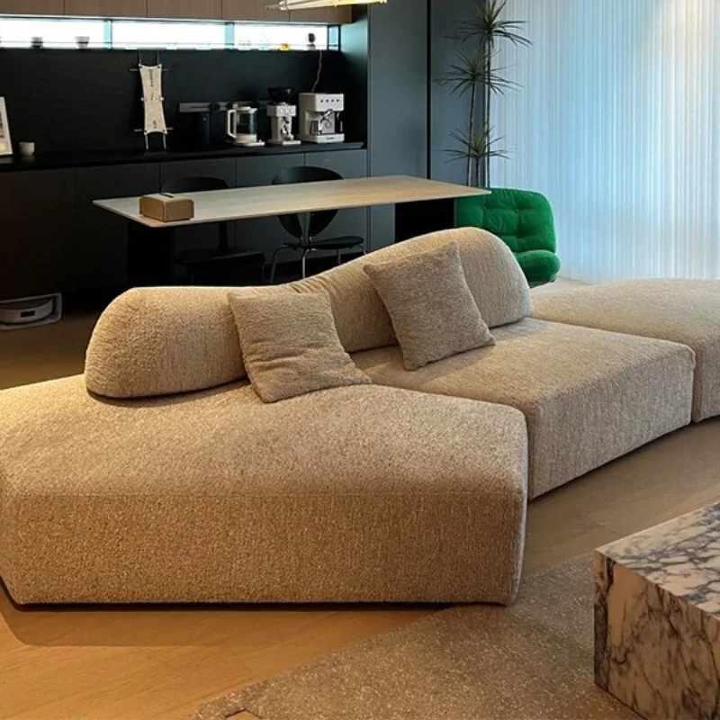 Italian minimalist rock sofa small apartment living room fabric special-shaped module large flat design high-end double-sided