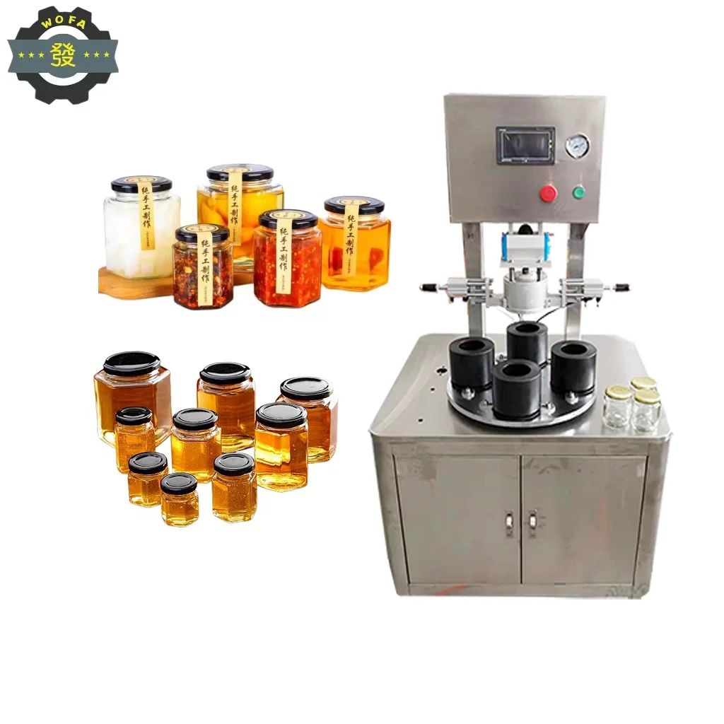 

Glass Bottle Vacuum Sealing Machine Garlic Hot Sauce Beef SauceTinplate Cover Glass Vacuum Metal Screw Cap Making Machine