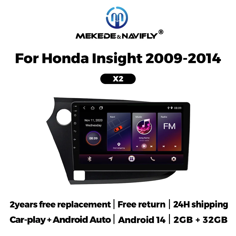 MEKEDE 2Din Android Screen Car Radio With Bluetooth For Honda Insight 2 2009-2014 Wireless Carplay Auto Car Multimedia Player