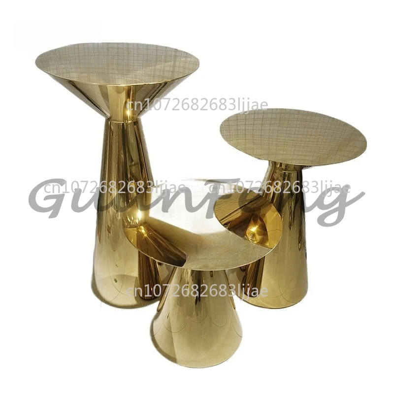 Gold Wedding Cake Table Stainless Steel Shiny Wedding Event Cake Rack Table Set Dessert