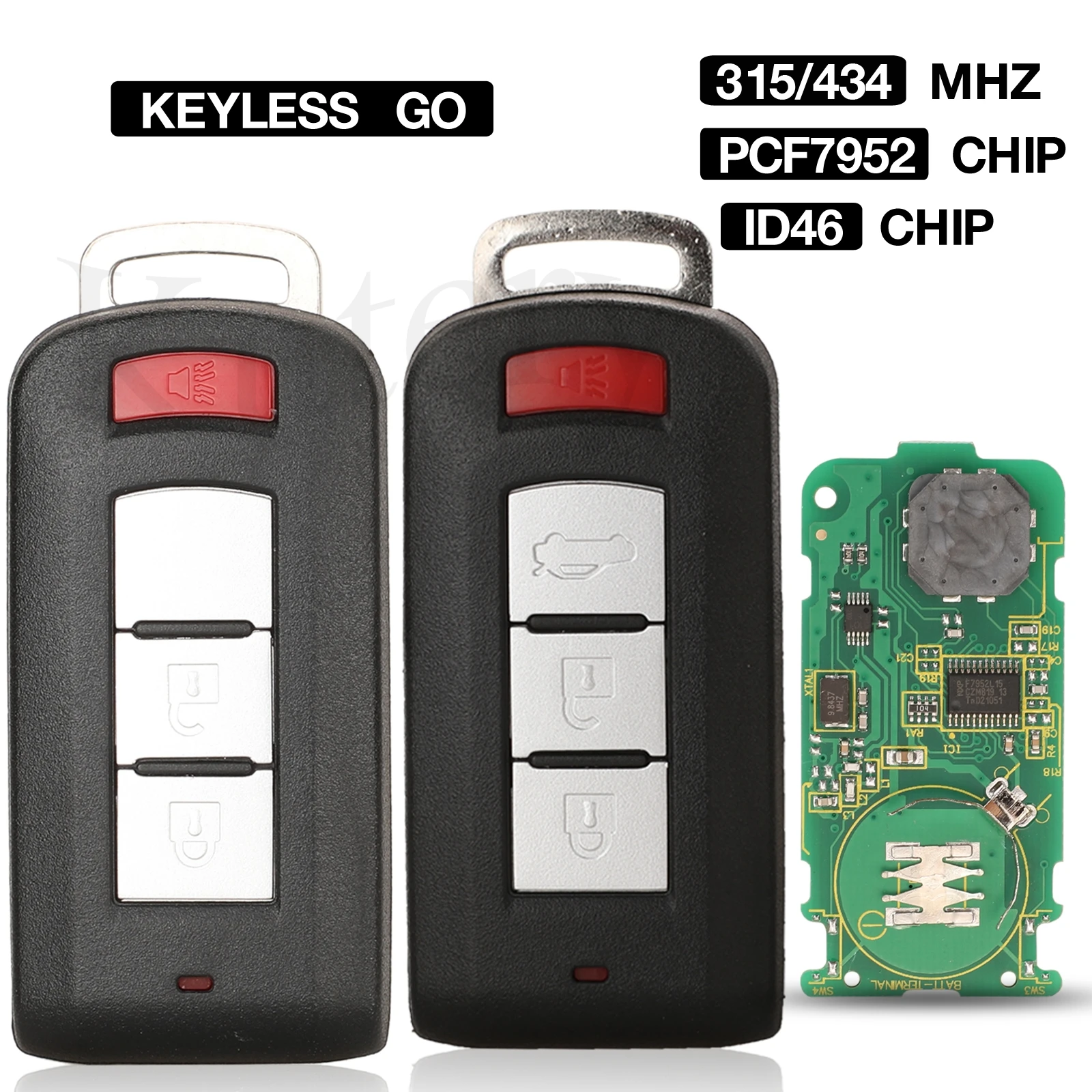 jingyuqin 3/4 BTN For Mitsubishi Mirage Outlander Lancer OUC644M-KEY-N Remote Control Car Key Fob 315/434MHZ ID46 PCF7952 Chip