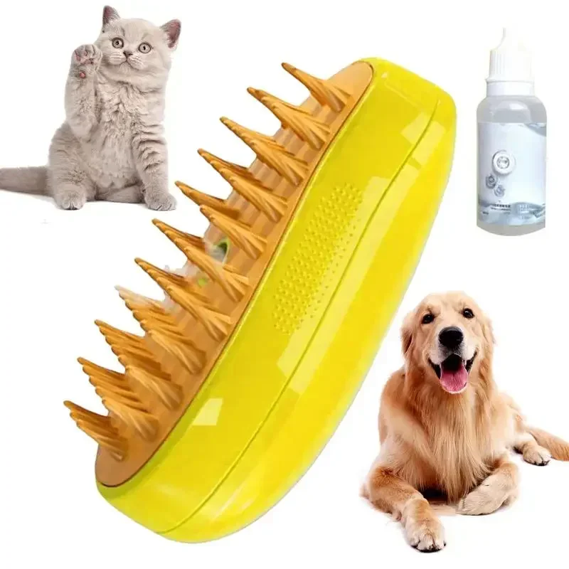 

Steamy Dog Brush Electric Spray Cat Hair Brush 3 In1 Dog Steamer Brush For Massage Pet Grooming Removing Tangled and Loose Hair