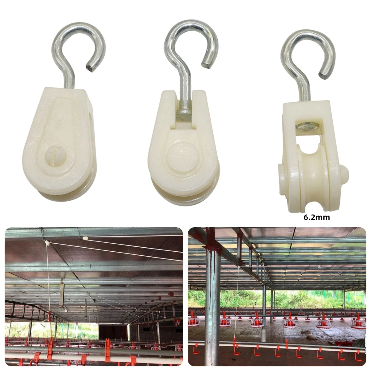 Automatic Poultry Chicken Drinking Pulley Greenhouse Farming Pulley Hoist Wheel Pigeon Quail Duck Goose Water Line Roller 50Pcs