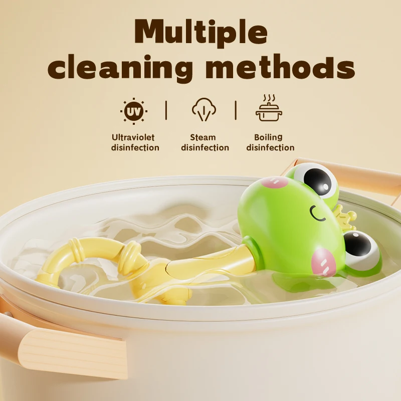 لعبة عصا الجرس المحمولة على شكل ضفدع الدجاج المطاطي الناعم للأطفال