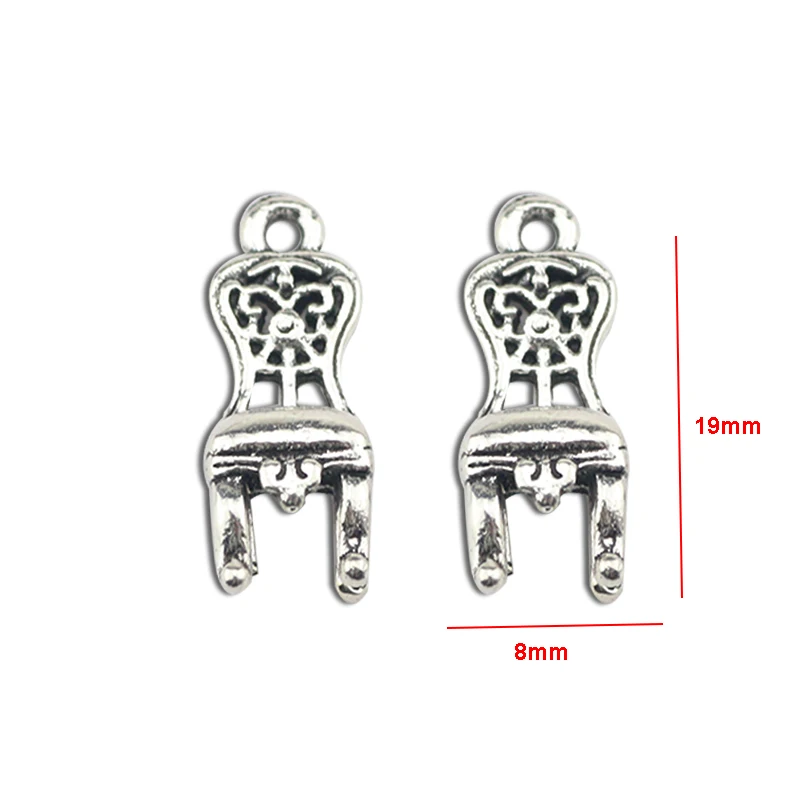 10Pieces 8*19mm Mixed Alloy Antique Silver Color Classical Chair Charms Keychain Pendant Accessory For DIY Jewelry Making